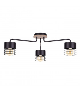Casa Multi Arm Semi Flush Ceiling Light Black, Wood, 70cm, 3x E27