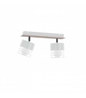 Casa Twin Ceiling Spotlight White, Wood, 50cm, 2x E27