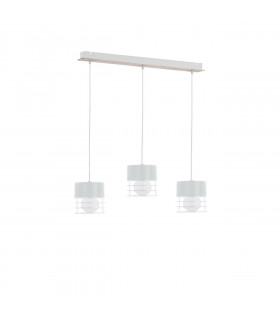 Casa Bar Pendant Ceiling Light White, Wood, 60cm, 3x E27