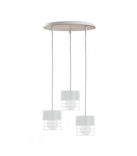Casa Cluster Pendant Ceiling Light White, Wood, 32cm, 3x E27