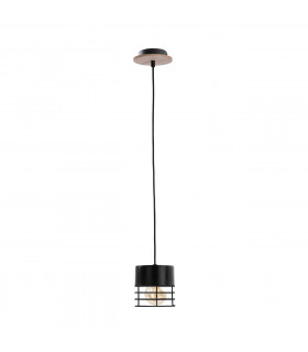 Casa Slim Pendant Ceiling Light Black, Wood, 12cm, 1x E27