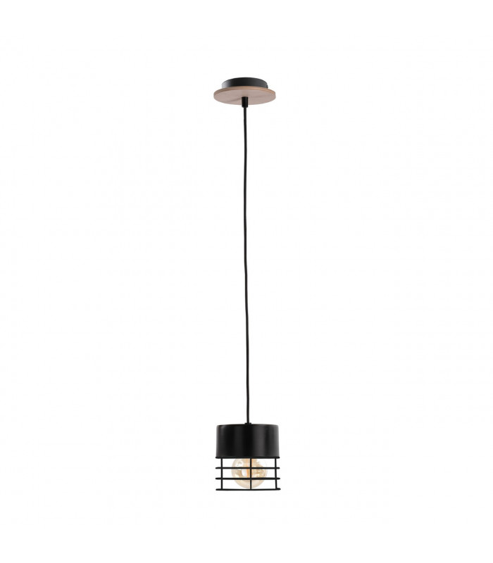 Casa Slim Pendant Ceiling Light Black, Wood, 12cm, 1x E27