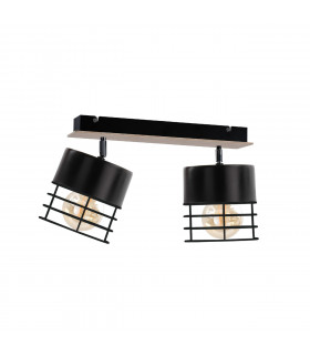 Casa Twin Ceiling Spotlight Black, Wood, 50cm, 2x E27