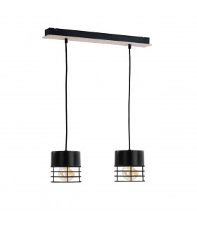 Casa Bar Pendant Ceiling Light Black, Wood, 50cm, 2x E27