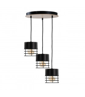 Casa Cluster Pendant Ceiling Light Black, Wood, 32cm, 3x E27