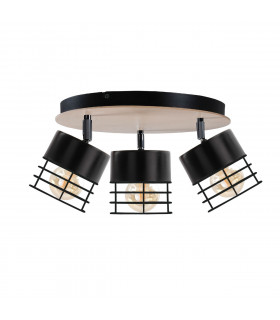 Casa Ceiling Spotlight Clusters Black, Wood, 32cm, 3x E27