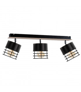 Casa Ceiling Spotlight Bar Black, Wood, 60cm, 3x E27
