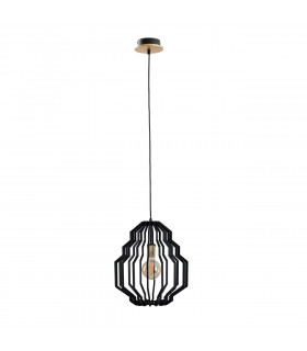 Zoey Wire Frame Pendant Ceiling Light Black, Gold, 35.5cm, 1x E27