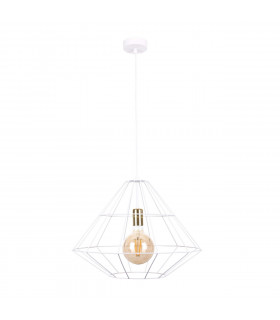 Kira Wire Frame Pendant Ceiling Light White, Gold, 52cm, 1x E27