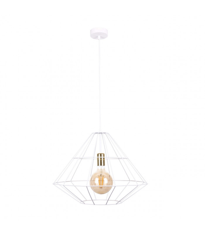 Kira Wire Frame Pendant Ceiling Light White, Gold, 52cm, 1x E27