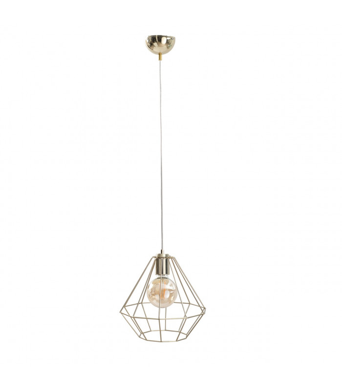 Faro Wire Frame Pendant Ceiling Light Gold, 29cm, 1x E27