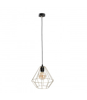 Faro Wire Frame Pendant Ceiling Light Gold, Black, 29cm, 1x E27