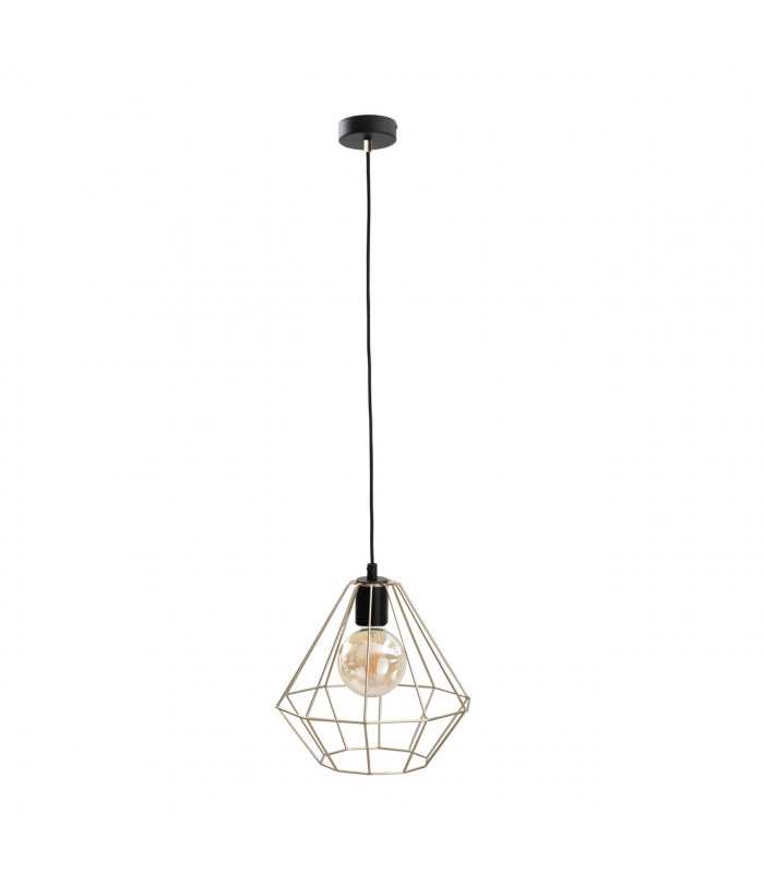 Faro Wire Frame Pendant Ceiling Light Gold, Black, 29cm, 1x E27