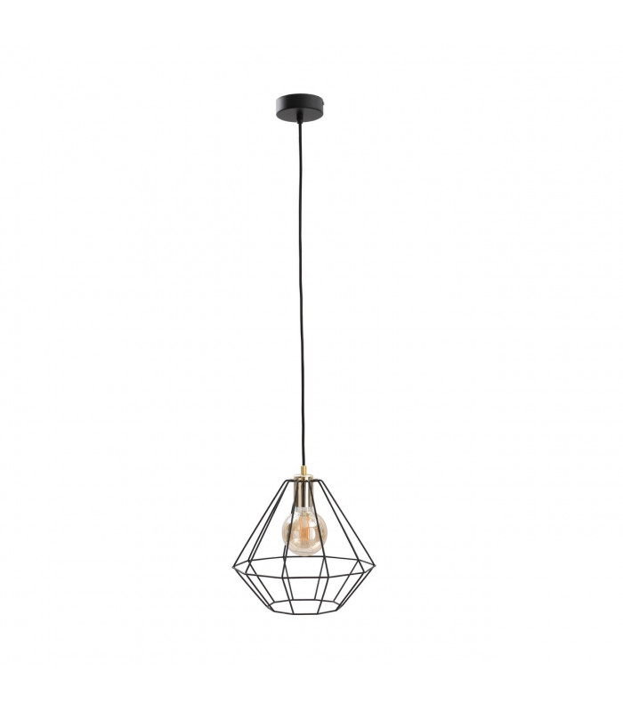Faro Wire Frame Pendant Ceiling Light Black , Gold, 29cm, 1x E27