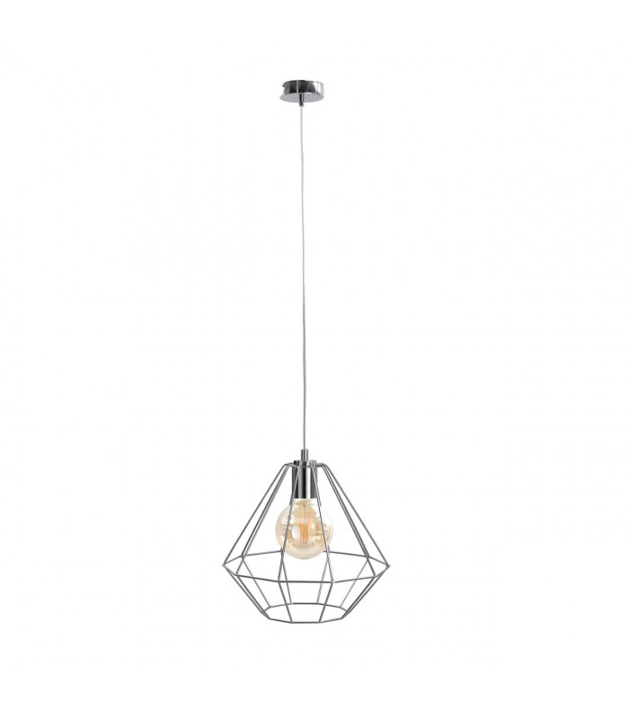 Faro Wire Frame Pendant Ceiling Light Silver, 29cm, 1x E27
