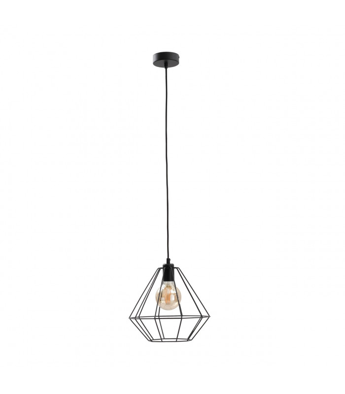 Faro Wire Frame Pendant Ceiling Light Black, 29cm, 1x E27