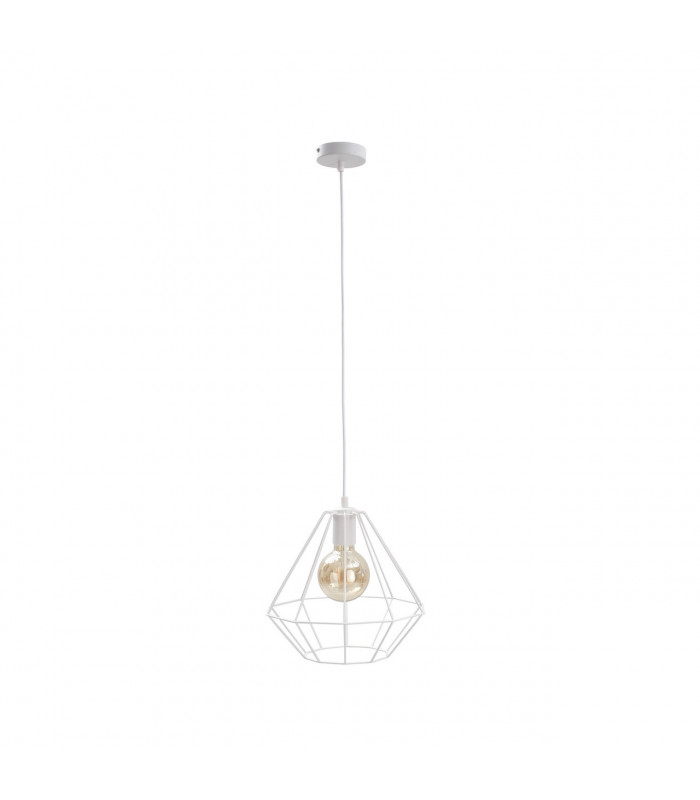 Faro Wire Frame Pendant Ceiling Light White, 29cm, 1x E27