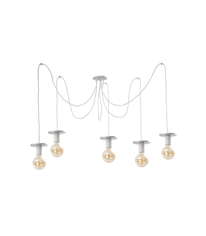Saturn Cluster Pendant Ceiling Light Silver, 5x E27