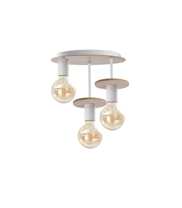 Saturn Multi Arm Semi Flush Ceiling Light Natural, 30cm, 3x E27