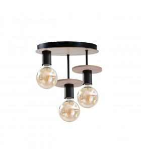 Saturn Multi Arm Semi Flush Ceiling Light Natural, Black, 30cm, 3x E27