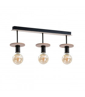 Saturn Ceiling Spotlight Bar Natural, Black, 60cm, 3x E27