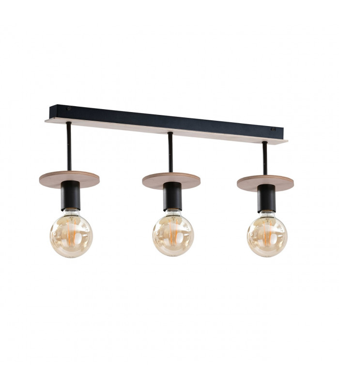 Saturn Ceiling Spotlight Bar Natural, Black, 60cm, 3x E27