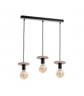 Saturn Bar Pendant Ceiling Light Natural, Black, 60cm, 3x E27