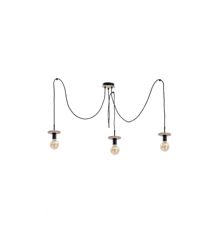 Saturn Cluster Pendant Ceiling Light Natural, Black, 3x E27