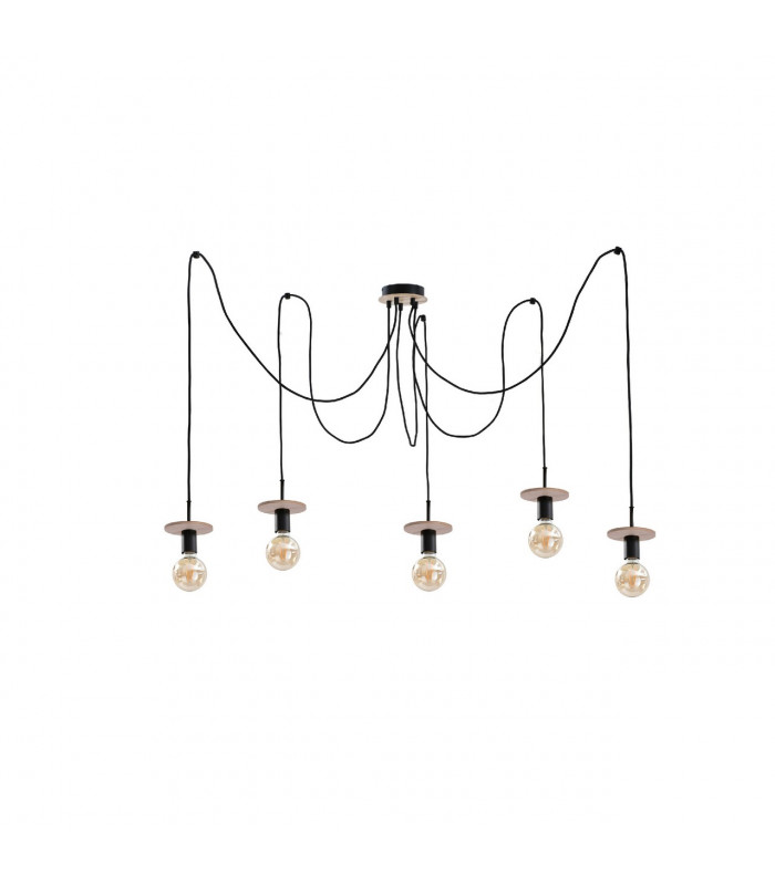 Saturn Cluster Pendant Ceiling Light Natural, Black, 5x E27