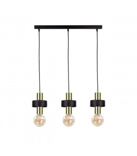 Unica Bar Pendant Ceiling Light Black, Gold, 60cm, 3x E27