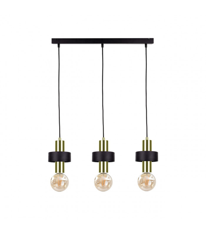 Unica Bar Pendant Ceiling Light Black, Gold, 60cm, 3x E27