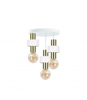 Unica Multi Arm Semi Flush Ceiling Light White, Gold, 35cm, 3x E27