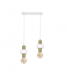 Unica Bar Pendant Ceiling Light White, Gold, 50cm, 2x E27