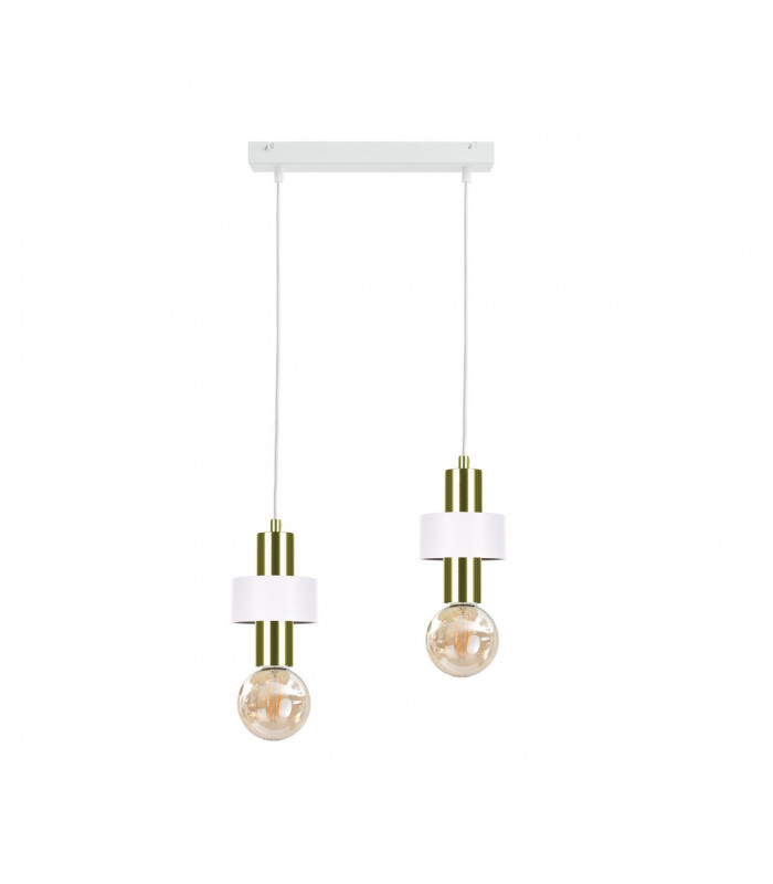 Unica Bar Pendant Ceiling Light White, Gold, 50cm, 2x E27