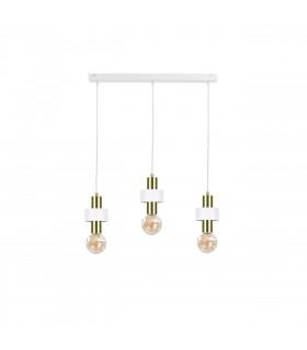 Unica Bar Pendant Ceiling Light White, Gold, 60cm, 3x E27