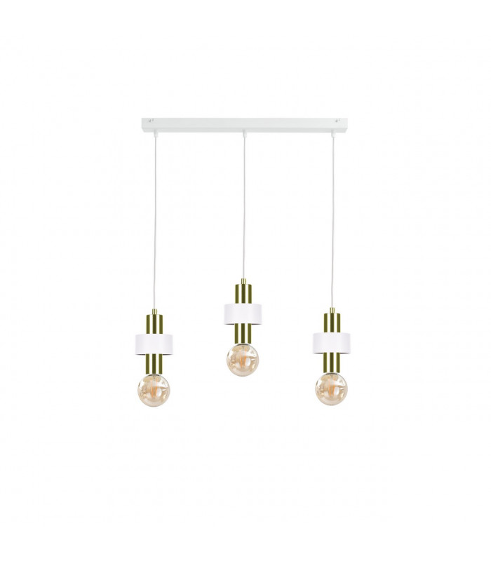Unica Bar Pendant Ceiling Light White, Gold, 60cm, 3x E27