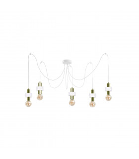 Unica Cluster Pendant Ceiling Light White, Gold, 5x E27