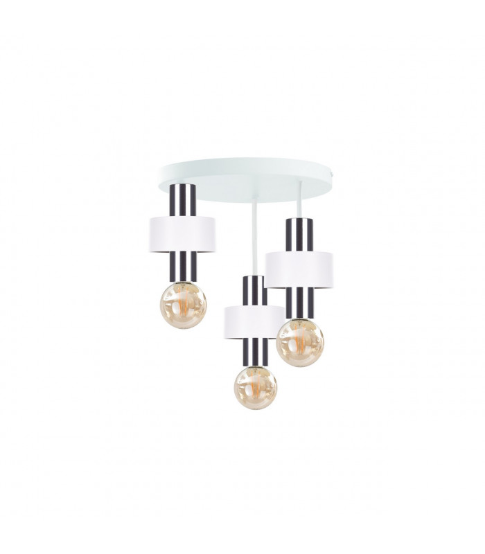 Unica Multi Arm Semi Flush Ceiling Light White, Silver, 35cm, 3x E27