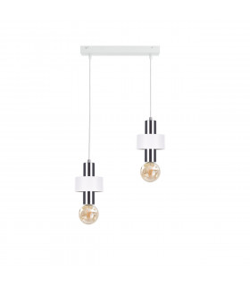 Unica Bar Pendant Ceiling Light White, Silver, 50cm, 2x E27