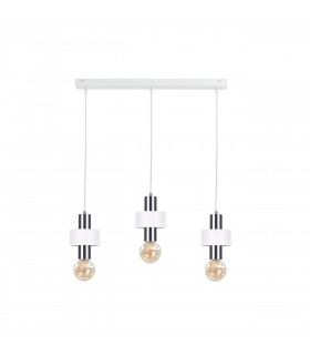 Unica Bar Pendant Ceiling Light White, Silver, 60cm, 3x E27