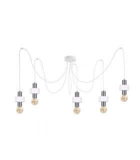Unica Cluster Pendant Ceiling Light White, Silver, 5x E27