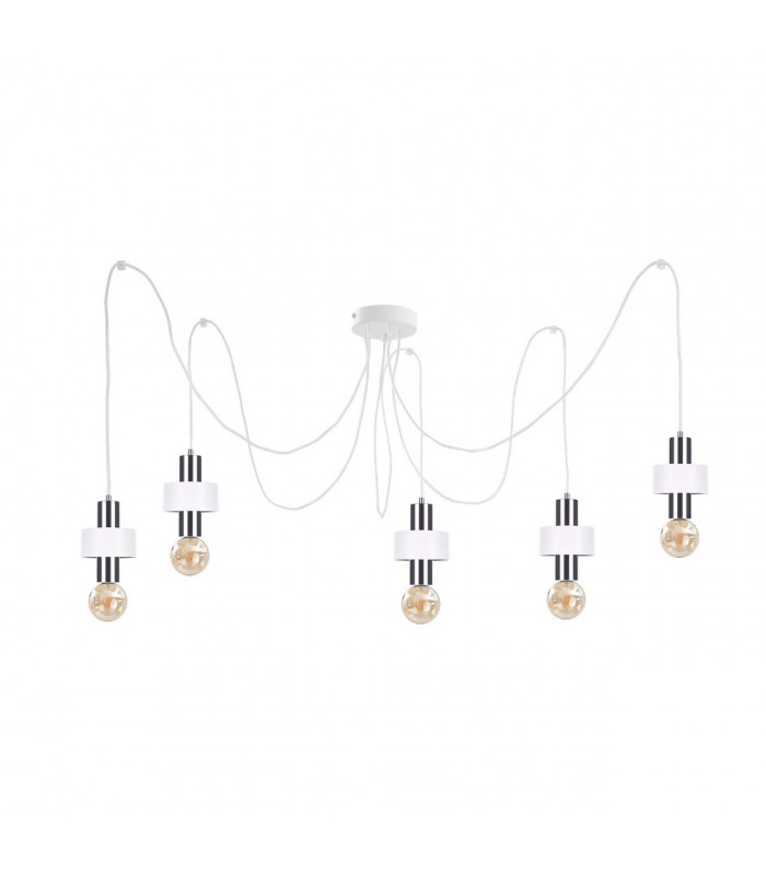 Unica Cluster Pendant Ceiling Light White, Silver, 5x E27