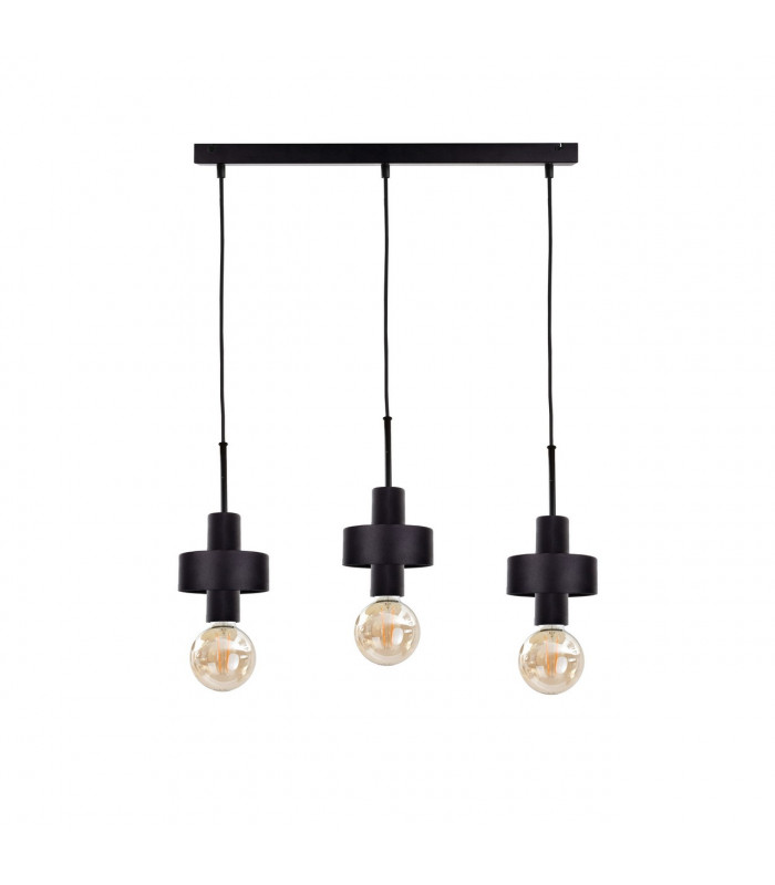 Unica Bar Pendant Ceiling Light Black, 60cm, 3x E27