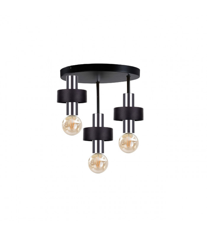 Unica Multi Arm Semi Flush Ceiling Light Black, Silver, 35cm, 3x E27