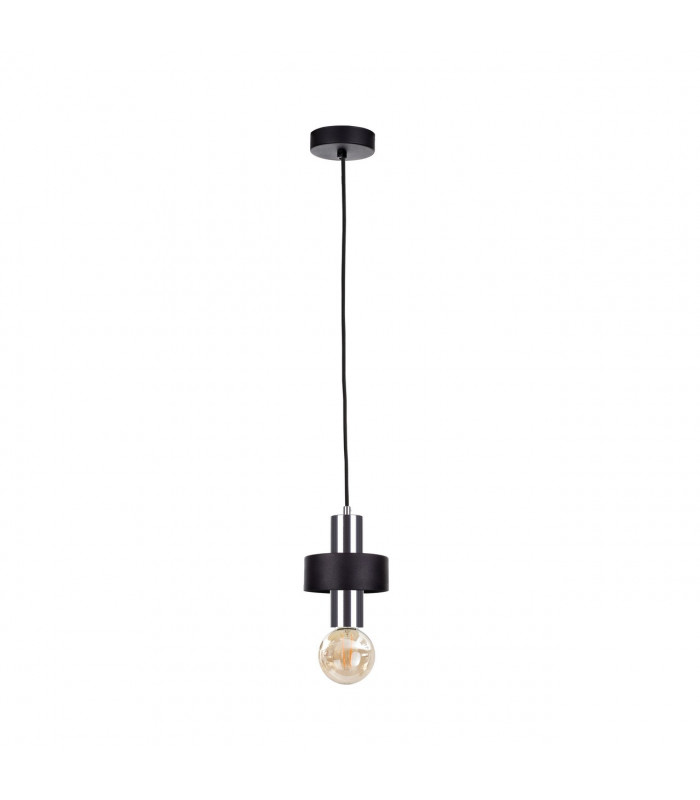 Unica Slim Pendant Ceiling Light Black, Silver, 12cm, 1x E27