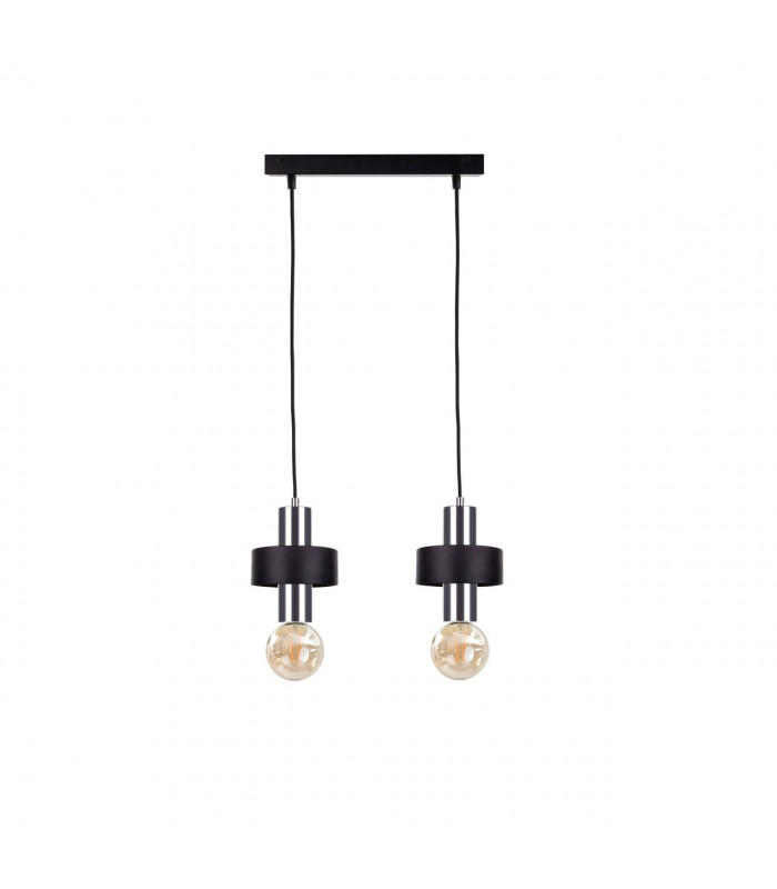 Unica Bar Pendant Ceiling Light Black, Silver, 50cm, 2x E27
