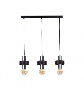 Unica Bar Pendant Ceiling Light Black, Silver, 60cm, 3x E27