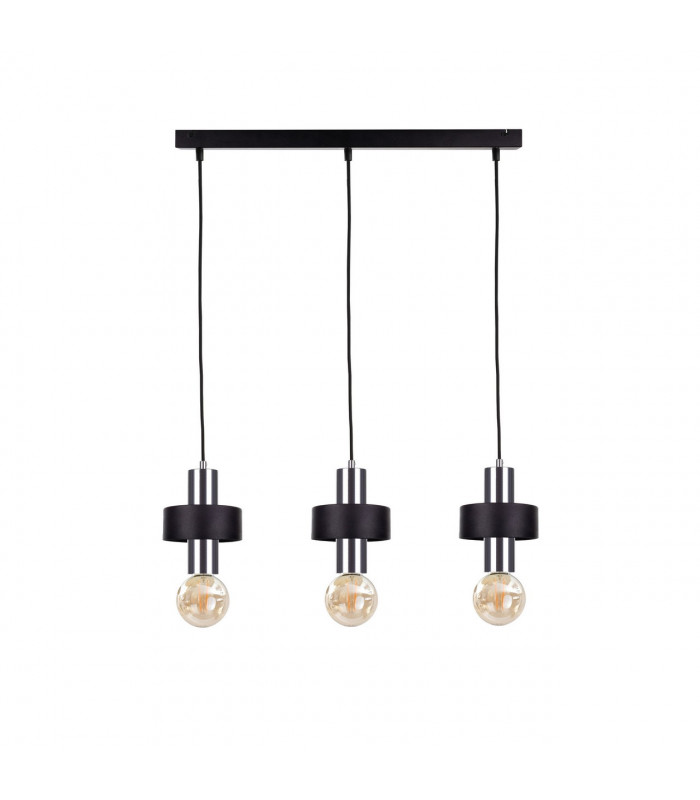 Unica Bar Pendant Ceiling Light Black, Silver, 60cm, 3x E27