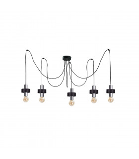 Unica Cluster Pendant Ceiling Light Black, Silver, 5x E27