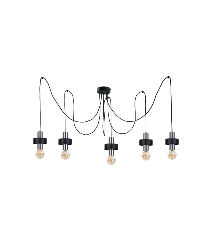 Unica Cluster Pendant Ceiling Light Black, Silver, 5x E27